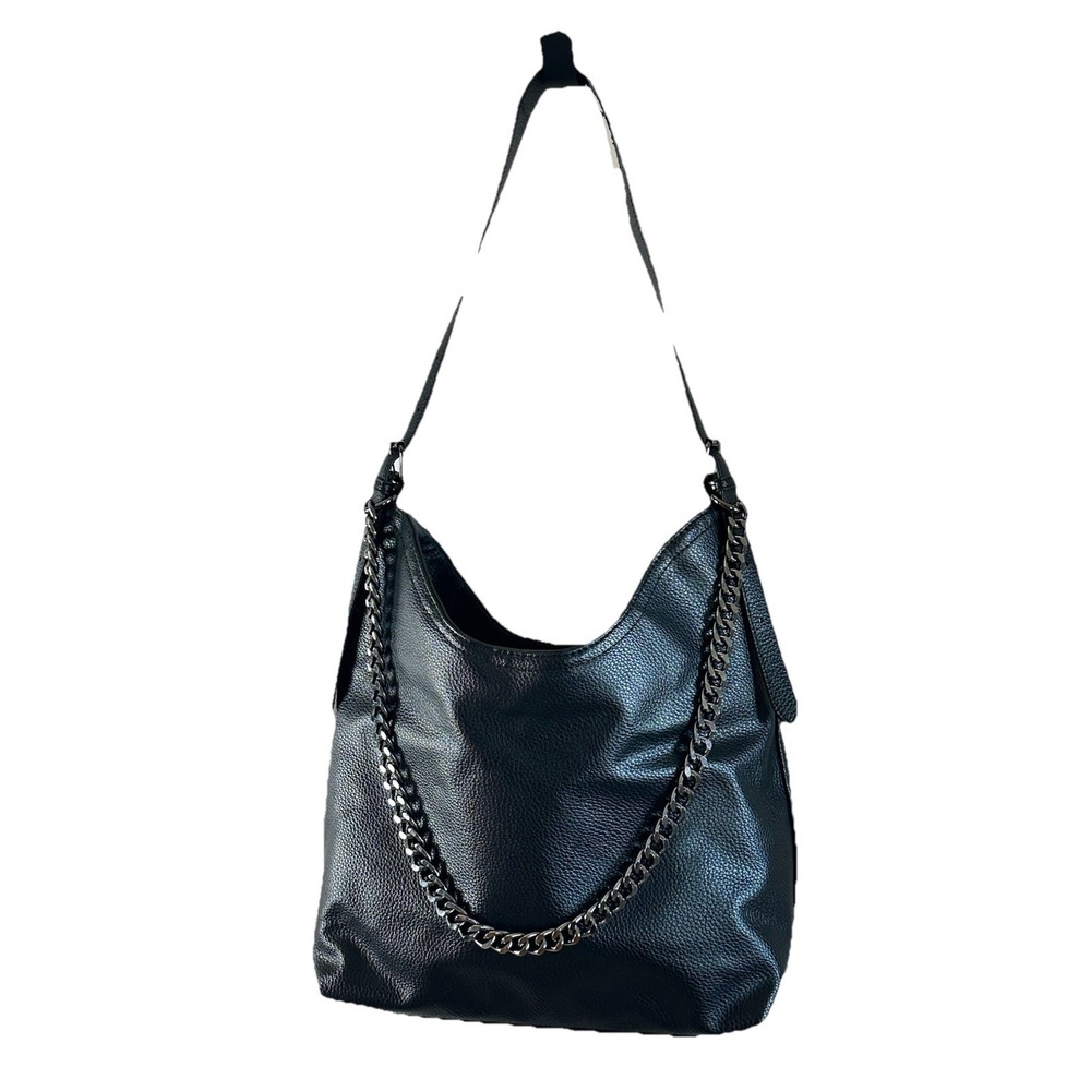 Cee‎ Klein Black Chain Shoulder Bag Faux Leather  Tote Purse NWT